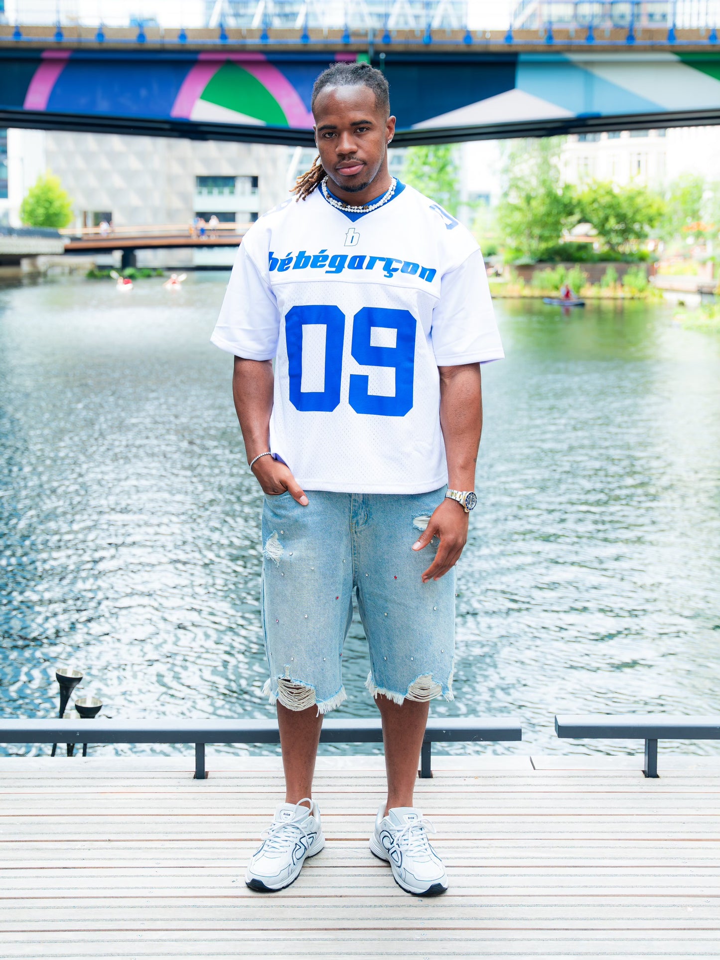 Bébé Garçon ‘One of 01’ White & Blue Short-Sleeve Jersey