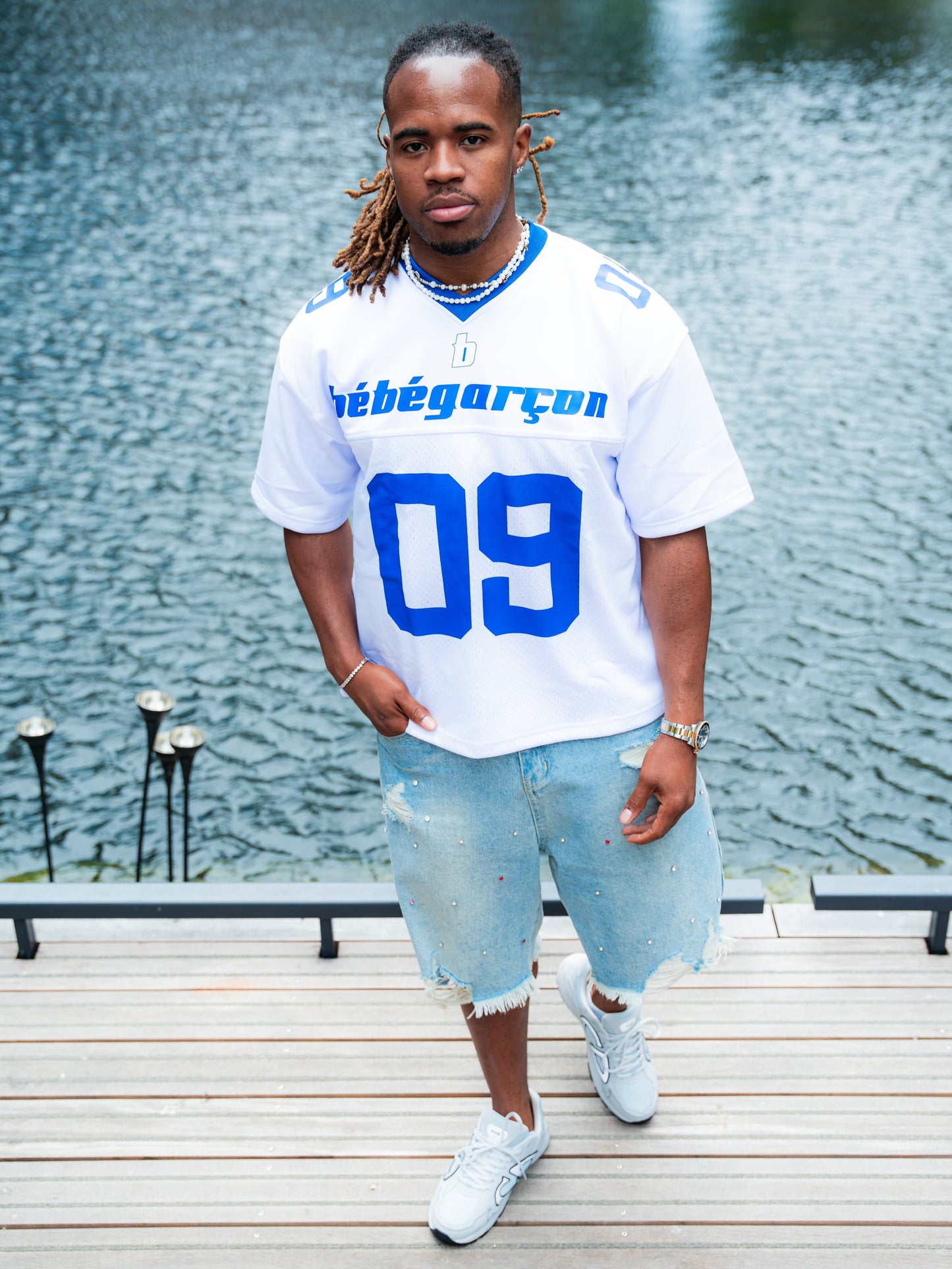 Bébé Garçon ‘One of 01’ White & Blue Short-Sleeve Jersey
